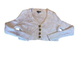 American Eagle Purple  Fuzzy Fur Long Sleeve Cropped Cardigan Sweater Top Med